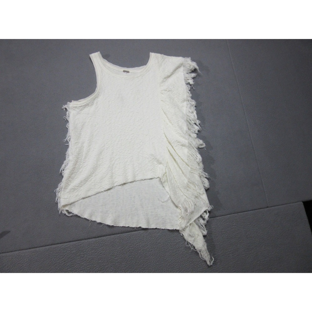 Free People Tank Womens XS White Top Asymmetric Hem Treat Me Tender Stretch